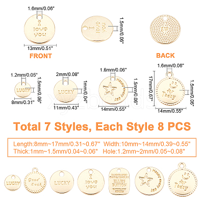 56Pcs 7 Style Rack Plating Alloy Charms FIND-PH0003-18-1