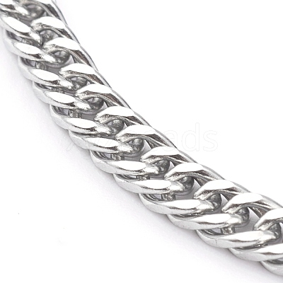 Tarnish Resistant Women's 304 Stainless Steel Diamond Cut Curb Chain Bracelets BJEW-JB06018-01-1