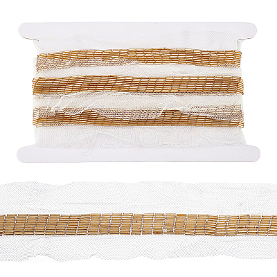 2 Yards 9-Row Glass Seed Beaded Lace Trim OCOR-FG0002-60A-1