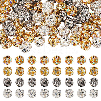 80Pcs 4 Colors Brass Rhinestone Beads KK-TA0002-11B-1