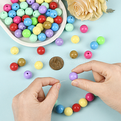 100Pcs Opaque Acrylic Beads OACR-PA0001-31B-1