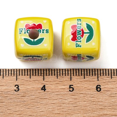Printed Opaque Acrylic Beads SACR-A009-01E-1