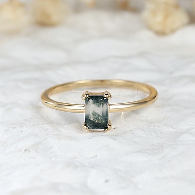 Brass and Moss Agate Finger Rings for Women FS-WGD1EDF-01-1