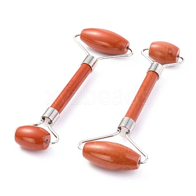 Natural Red Jasper Brass Face Massager MRMJ-G009-44P-1