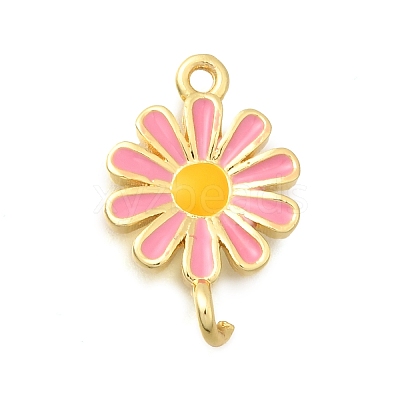 Brass Enamel Flower Links Connector Charms KK-C121-04G-02-1