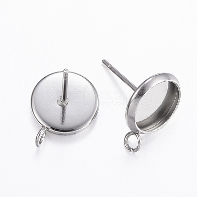 Non-Tarnish 304 Stainless Steel Stud Earring Settings STAS-H380-D-13P-1