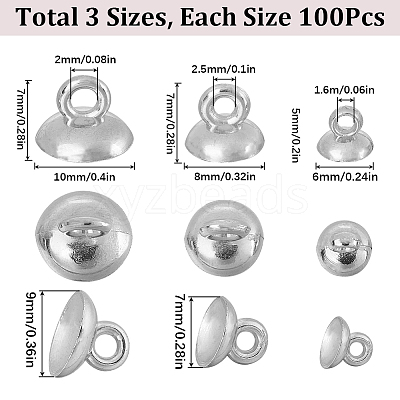 300pcs 3 style Plastic Bead Cap Pendant Bails with Cup Peg Bails KY-SC0001-98-1