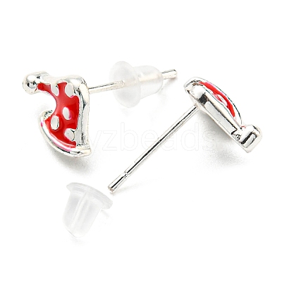 Christmas Theme Brass Stud Earrings EJEW-D062-01D-S-1