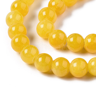 Natural Dyed Yellow Jade Gemstone Bead Strands G-R271-6mm-Y07-1