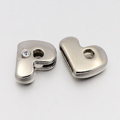 Letter Slider Beads for Watch Band Bracelet Making X-ALRI-O012-P-NR-1