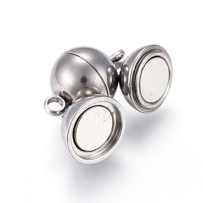 Tarnish Resistant 201 Stainless Steel Magnetic Clasps with Loops STAS-K200-03P-A-1