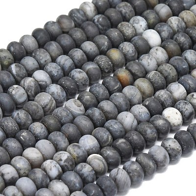 Natural African Black Opal Beads Strands G-P575-A31-6x4mm-1