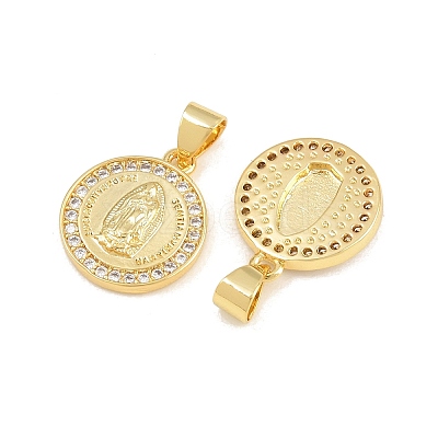 Brass Micro Pave Clear Cubic Zirconia Pendants CU-CBAFB88-02G-1