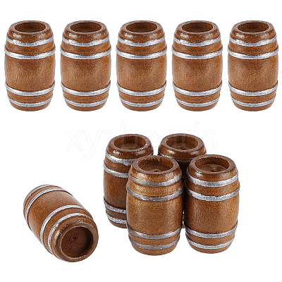 Wood Barrels Miniature Ornaments DJEW-WH0043-110A-01-1