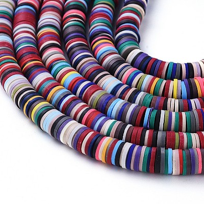 Flat Round Handmade Polymer Clay Beads CLAY-R067-8.0mm-M2-1