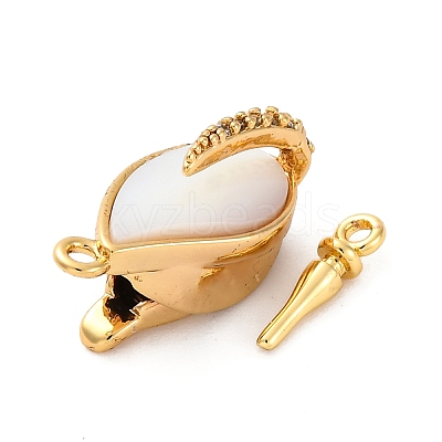 Brass & Black Lip Shell & Epoxy Resin Box Clasps KK-P291-26G-02-1