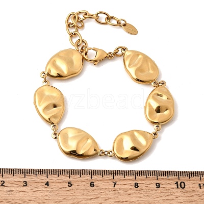 Textured 316L Surgical Stainless Steel Link Chain Bracelets for Women BJEW-D454-03G-1