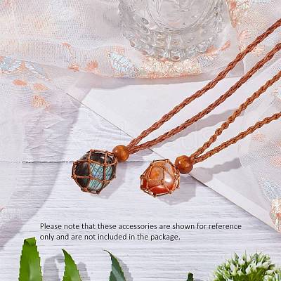 Adjustable Braided Waxed Cord Macrame Pouch Necklace Making NJEW-I243-A05-1