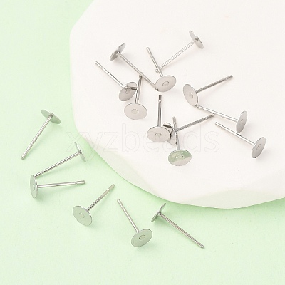 Tarnish Resistant 304 Stainless Steel Flat Round Blank Peg Stud Earring Findings STAS-S028-23-1