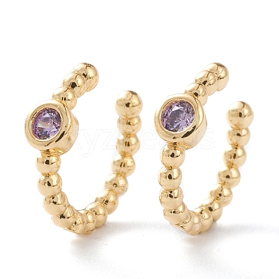 Brass Micro Pave Cubic Zirconia Cuff Earrings LS-EJEW-H109-01I-G-1