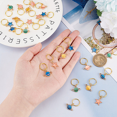 24Pcs Alloy Enamel & Iron Braiding Hair Pendants Decoration Clips PALLOY-AB00050-1