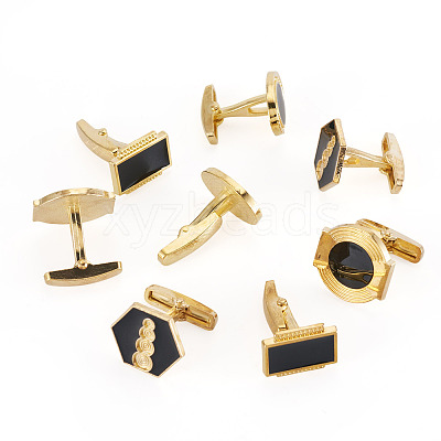 4 Pairs 4 Styles Alloy Enamel Cufflinks FIND-TA0010-10-1