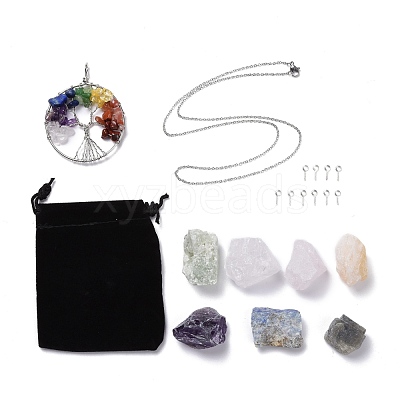 20Pcs DIY Gemstone Pendant Necklacs Kits DIY-PH0005-15-1