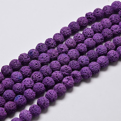Natural Lava Rock Round Bead Strands G-I124-8mm-08-1