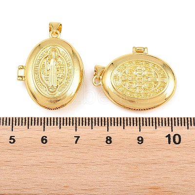 Religion Brass Locket Pendants KK-D232-21G-02-1
