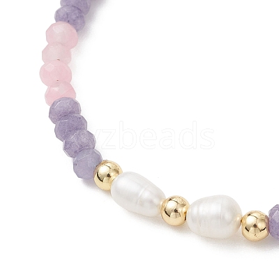 Dyed Natural Malaysia Jade & Natural Cultured Freshwater Pearl Bead Bracelets & Necklaces Sets SJEW-JS01373-01-1