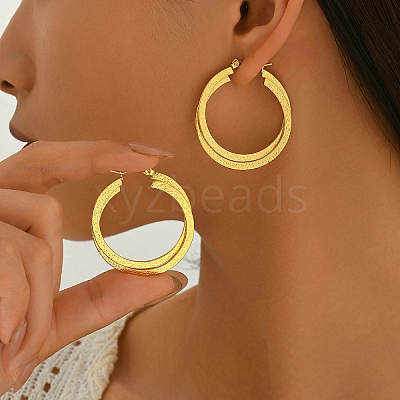 201 Stainless Steel Hoop Earrings for Women VF3090-2-1