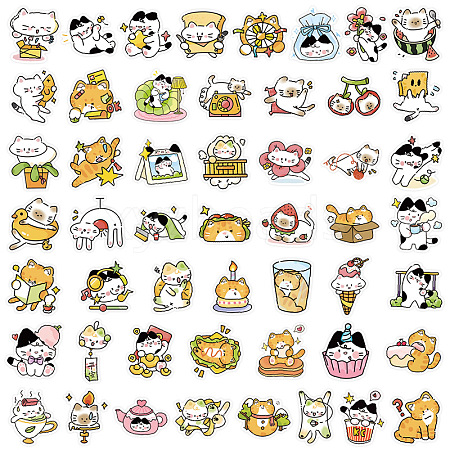 100Pcs PVC Self-Adhesive Stickers of Cat PW-WG6201B-01-1