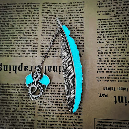 Luminous Alloy Feather Bookmark WG51979-06-1