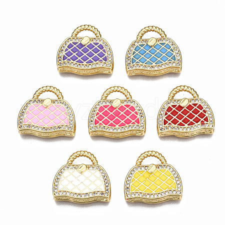 Brass Micro Pave Cubic Zirconia Enamel Pendants ZIRC-Q200-021-NF-1