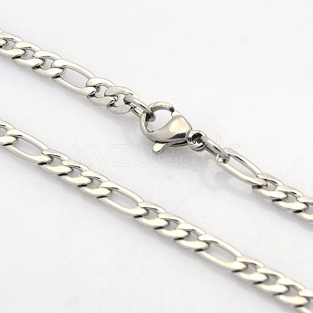 Men's Casual Style 304 Stainless Steel Figaro Chain Necklaces STAS-O037-17P-1