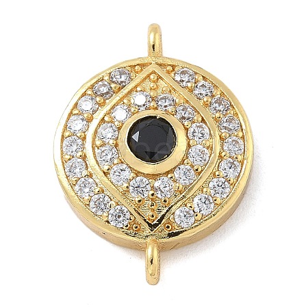 Rack Plating Brass Pave Clear & Black Cubic Zirconia Eye Connector Charms KK-A234-041G-1