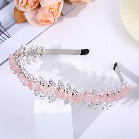 Natural Rose Quartz Hair Bands PW-WG137AD-14-1