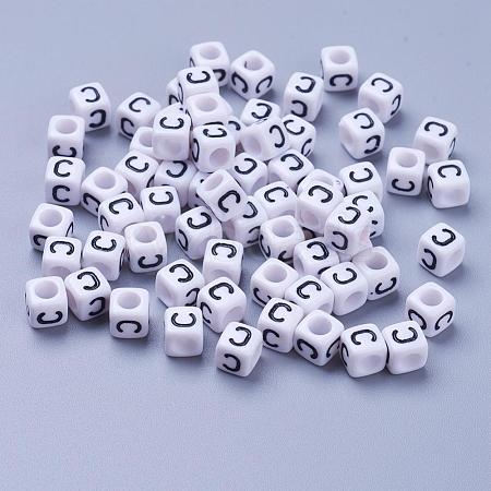 Acrylic Horizontal Hole Letter Beads PL37C9308-C-1