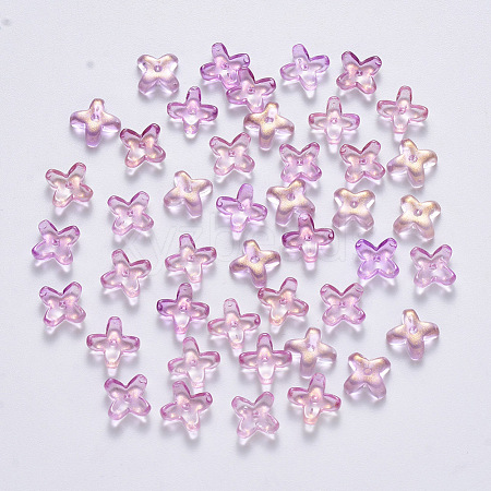 Transparent Spray Painted Glass Beads GLAA-R211-06-C04-1