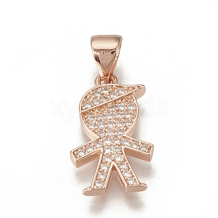 Brass Micro Pave Cubic Zirconia Pendants ZIRC-Q015-039RG-1