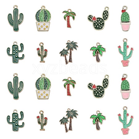 50Pcs 10 Styles Alloy Enamel Pendants ENAM-CJ0003-12-1