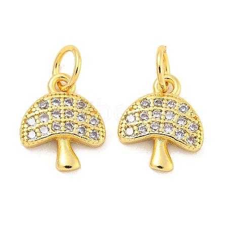 Rack Plating Brass Micro Pave Clear Cubic Zirconia Pendants KK-B093-25G-1