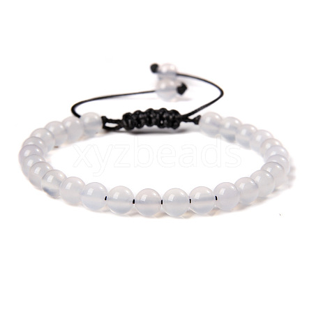 Natural Quartz Crystal Round Bead Adjustable Braided Bracelets UO3136-28-1