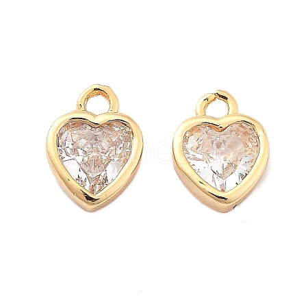 Brass Micro Pave Clear Cubic Zirconia Charms KK-G516-26G-1