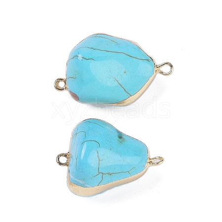 Synthetic Turquoise Connector Charms KK-F868-31G-1