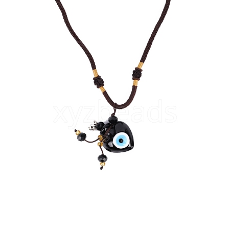 Evil Eye Handmade Lampwork Heart Shaped Perfume Essence Bottle Pendant Necklace PW-WG31D8D-02-1