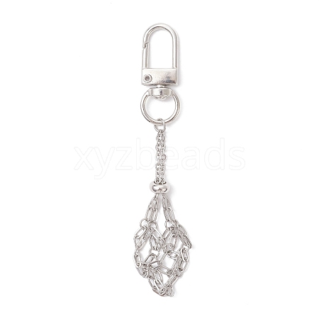 304 Stainless Steel Macrame Pouch Empty Stone Holder Pendant Decorations HJEW-JM04379-02-1