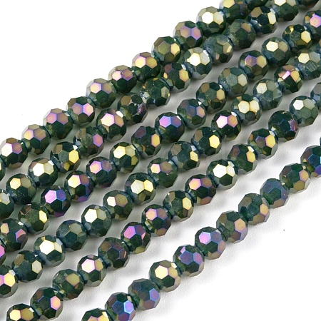 Faceted(32 Facets) Round Full Rainbow Plated Electroplate Glass Beads Strands EGLA-J130-FR13-1