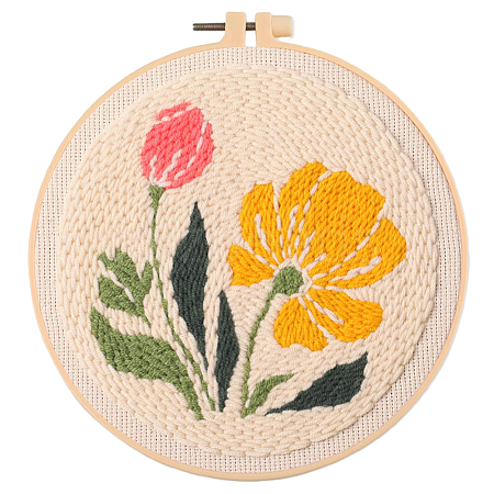 Flower Pattern Punch Embroidery Starter Kits DIY-WH20007-743B-1