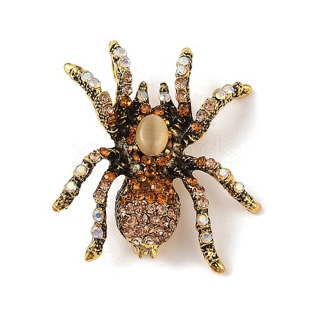 Holloween Spider Alloy Rhinestone Brooches JEWB-S023-02B-1